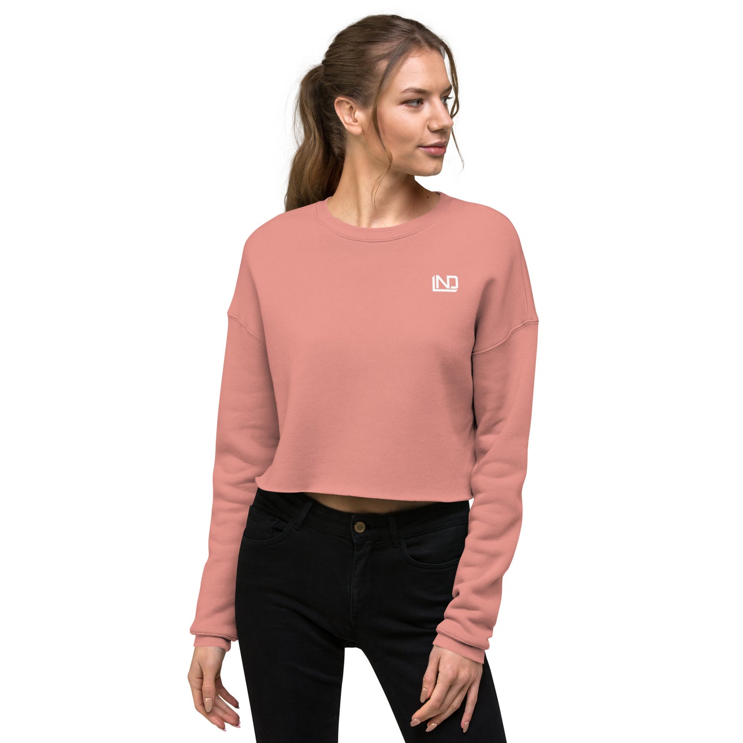 White Logo Crop Sweatshirt